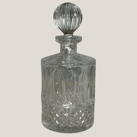 Elegant Vintage Crystal Whiskey Decanter w/ Stopper - Liquor Barware Decor - Picture 1 of 9